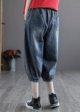 Load image into Gallery viewer, Italian Blue Pockets Elastic Waist Harem Pants denim