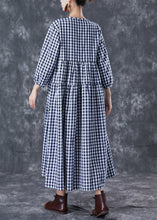 Load image into Gallery viewer, Italian Blue V Neck Patchwork Plaid Cotton Long Dress Summer