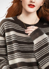 Load image into Gallery viewer, Italian Chocolate O-Neck Chunky Oversized Striped Wool Knitted Sweaters Winter