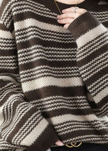 Load image into Gallery viewer, Italian Chocolate O-Neck Chunky Oversized Striped Wool Knitted Sweaters Winter