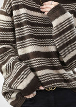 Load image into Gallery viewer, Italian Chocolate O-Neck Chunky Oversized Striped Wool Knitted Sweaters Winter