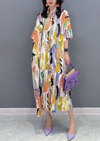 Italian Colorblock Peter Pan Collar Patchwork Cotton Shirts Dress Summer