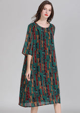 Load image into Gallery viewer, Italian Green O Neck Print Patchwork Chiffon Dress Summer