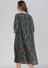 Load image into Gallery viewer, Italian Green O Neck Print Patchwork Chiffon Dress Summer