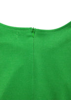 Italian Green O Neck Wrinkled Patchwork Cotton Dress Summer