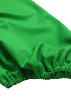 Italian Green O Neck Wrinkled Patchwork Cotton Dress Summer