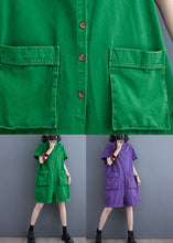 Load image into Gallery viewer, Italian Green Pockets Patchwork Denim Shorts Jumpsuits Summer