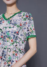 Load image into Gallery viewer, Italian Green Print Lace Patchwork Exra Large Hem Chiffon Dresses Summer