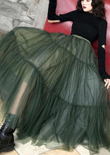 Load image into Gallery viewer, Italian Green asymmetrical design tulle Skirts Summer