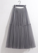 Load image into Gallery viewer, Italian Grey Elastic Waist Patchwork Exra Large Hem Tulle Skirt Spring