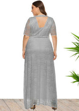 Load image into Gallery viewer, Italian Grey O-Neck Hollow Out Lace Long Dresses Summer