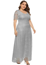 Load image into Gallery viewer, Italian Grey O-Neck Hollow Out Lace Long Dresses Summer