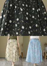 Load image into Gallery viewer, Italian Light Blue Wrinkled Print Elastic Waist Linen Skirt Summer