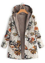 Load image into Gallery viewer, Italian Orange Hooded Print Patchwork Warm Fleece Coats Fall