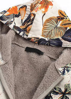 Italian Orange Hooded Print Patchwork Warm Fleece Coats Fall