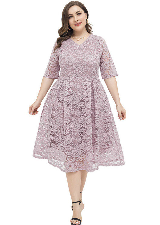 Итальянские розовые лоскутные морщинистые кружевные макси-платья с половиной рукава