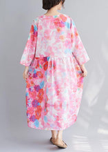Load image into Gallery viewer, Italian V Neck Patchwork Spring Tunics Tunic Pink Print Maxi Dresses