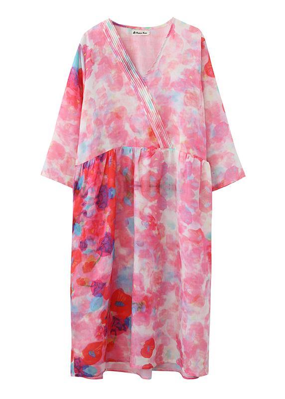 Italian V Neck Patchwork Spring Tunics Tunic Pink Print Maxi Dresses