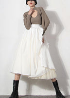 Italian White zippered Patchwork tulle Summer Skirt