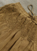 Italian Yellow Embroideried Tie Waist Fall Skirt