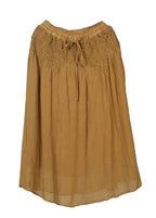 Italian Yellow Embroideried Tie Waist Fall Skirt