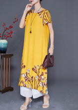 Load image into Gallery viewer, Italian Yellow Oversized Print Cotton Long Dresses Summer