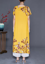 Load image into Gallery viewer, Italian Yellow Oversized Print Cotton Long Dresses Summer