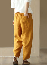 Load image into Gallery viewer, Italian Yellow Pockets Elastic Waist Linen Pants Summer