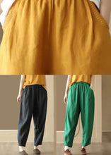 Load image into Gallery viewer, Italian Yellow Pockets Elastic Waist Linen Pants Summer