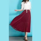 Italian burgundy chiffon clothes For Women high waist Robe summer Dresses