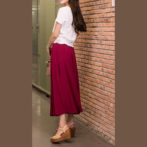 Italian burgundy chiffon clothes For Women high waist Robe summer Dresses