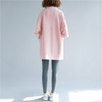 Italian false two pieces cotton tunic pattern stylish pink silhouette blouse