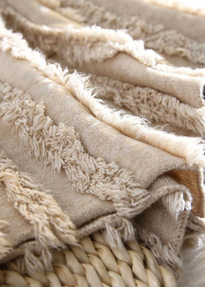 Italian nude cotton skirt tassel elastic waist spring skirt