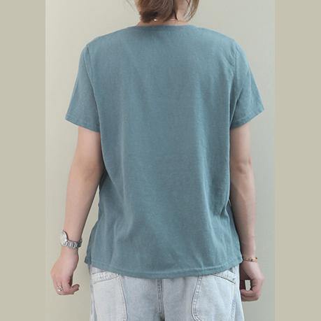 Italian pink cotton clothes For Women o neck asymmetric baggy blouse