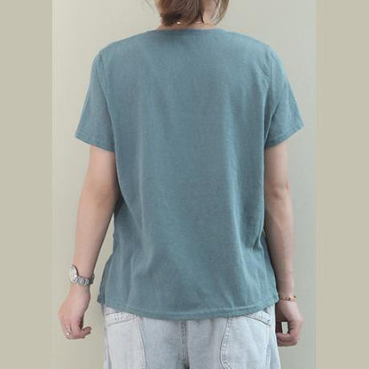 Italian pink cotton clothes For Women o neck asymmetric baggy blouse