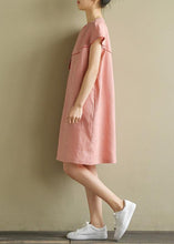 Load image into Gallery viewer, Italian pink linen Wardrobes o neck patchwork baggy summer Dress