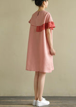 Load image into Gallery viewer, Italian pink linen Wardrobes o neck patchwork baggy summer Dress
