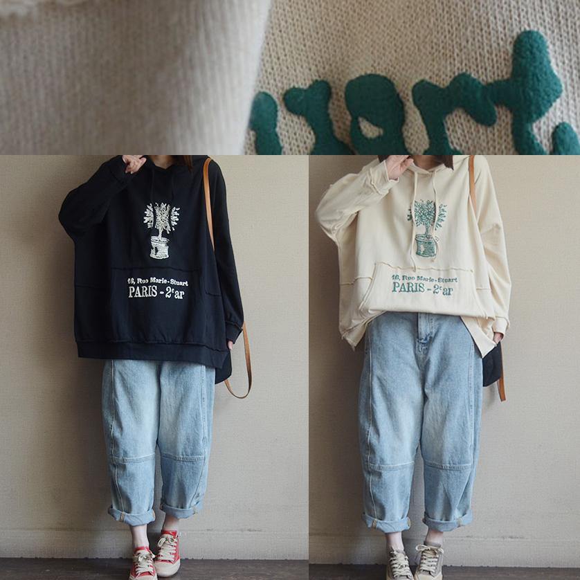 Italian pink print cotton clothes For Women hooded patchwork Plus Size Clothing blouses