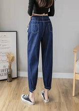 Load image into Gallery viewer, Italian Spring Casual Pants Stylish Denim Blue Photography Elastic Waist Patchwork Women Pants
