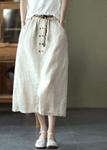 Load image into Gallery viewer, Khaki Asymmetrical Design Patchwork Summer Ramie A Line Skirt