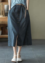 Load image into Gallery viewer, Khaki Asymmetrical Design Patchwork Summer Ramie A Line Skirt