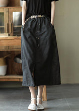 Load image into Gallery viewer, Khaki Asymmetrical Design Patchwork Summer Ramie A Line Skirt