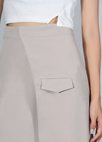 Khaki Asymmetrical Design Summer A Line Skirt