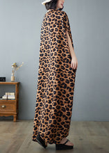 Load image into Gallery viewer, Khaki Leopard Print Linen Holiday Dress V Neck Summer