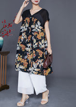 Load image into Gallery viewer, Khaki Patchwork Chiffon Long Dress Leaf Print Summer