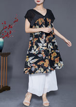 Load image into Gallery viewer, Khaki Patchwork Chiffon Long Dress Leaf Print Summer
