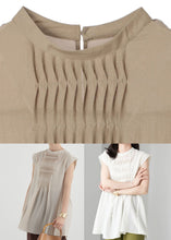 Load image into Gallery viewer, Khaki Patchwork Cotton Tank Wrinkled Exra Large Hem Summer