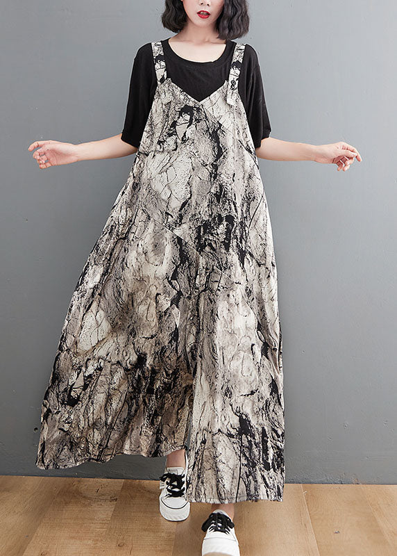 Khaki Pockets Wide Leg Print Fall Romper Outfit