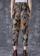 Load image into Gallery viewer, Khaki Print Cotton Harem Pants Drawstring Pockets Summer