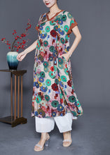 Load image into Gallery viewer, Khaki Print Cotton Long Dress O-Neck Summer
